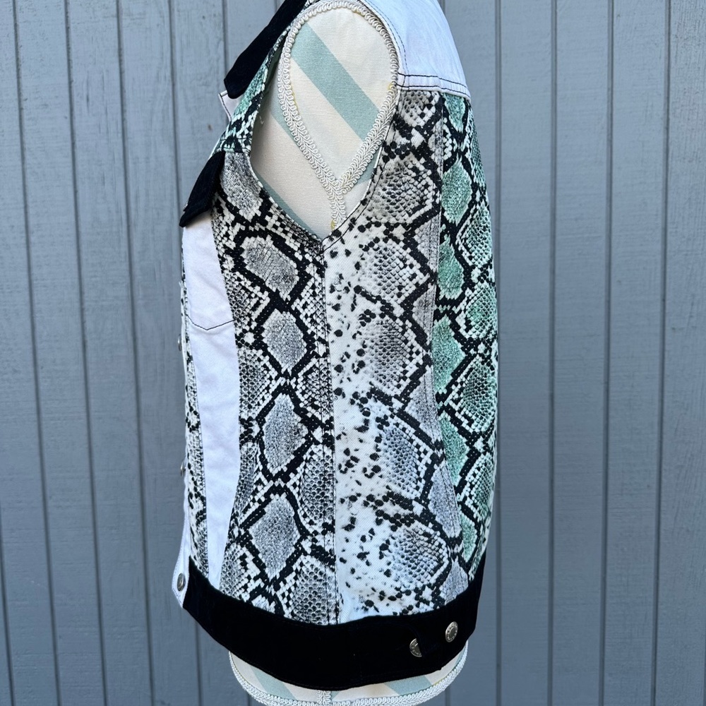 Sandro White Reptile Denim Vest - Picture 6 of 11